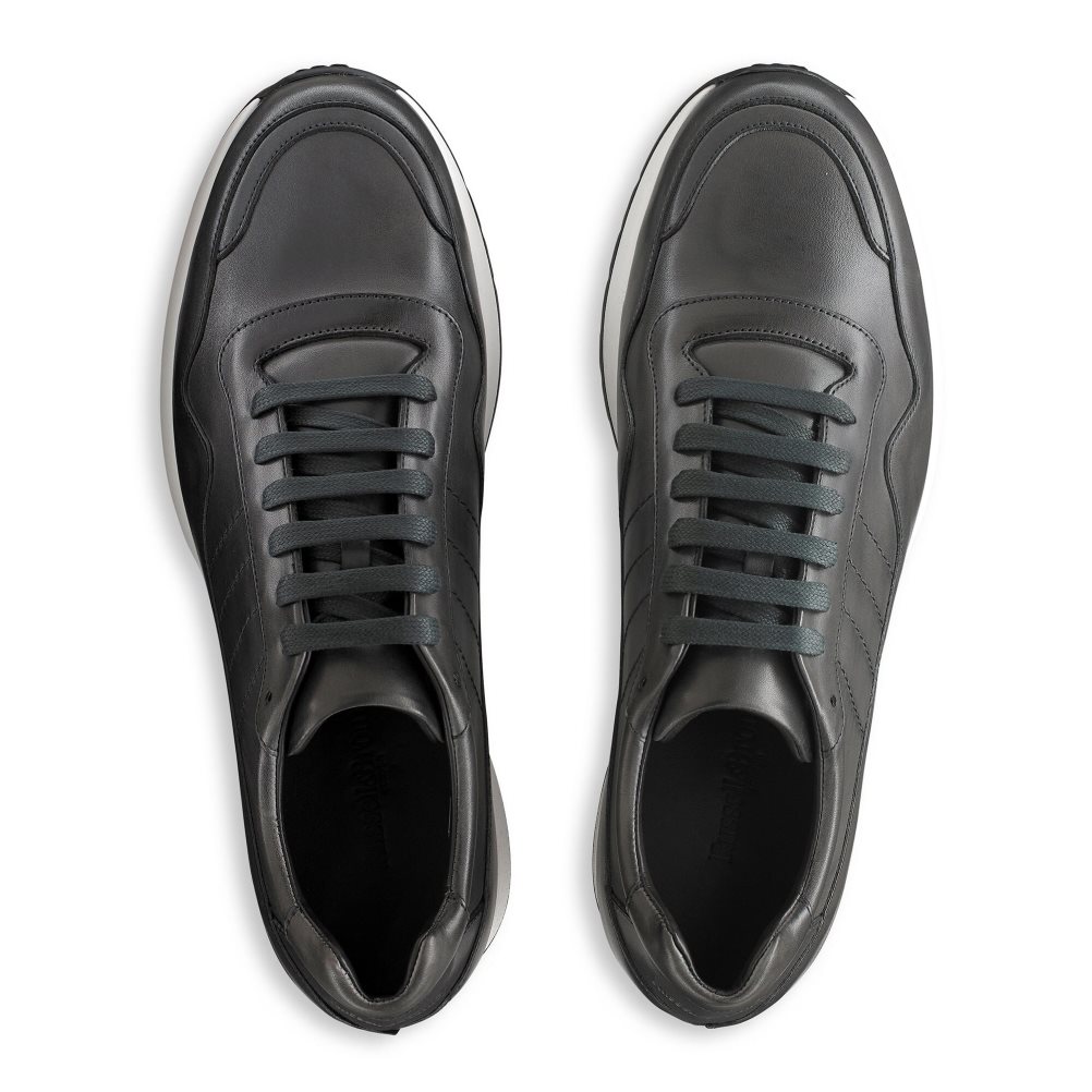 Dark Grey Russell & Bromley Run Time+ Luxury Lace Up Men's Trainers | PH-4-DHWF