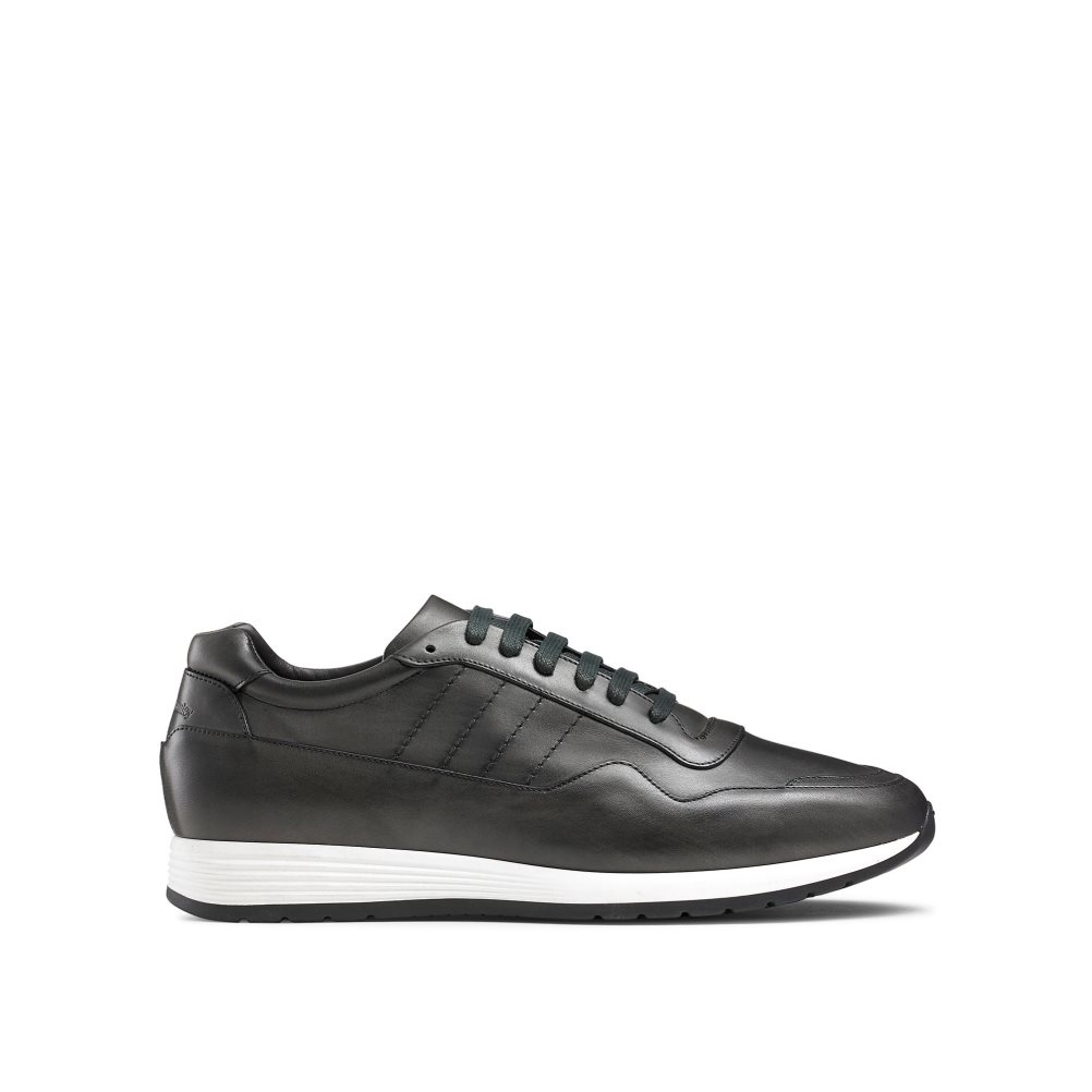 Dark Grey Russell & Bromley Run Time+ Luxury Lace Up Men\'s Trainers | PH-4-DHWF