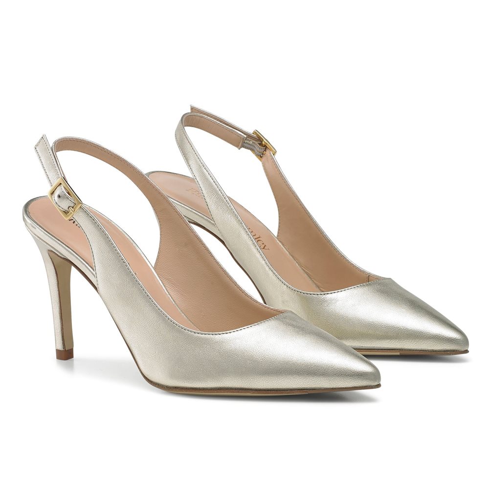 Gold Russell & Bromley 85mm Slingback Women's Heels | PH-4-OPMW