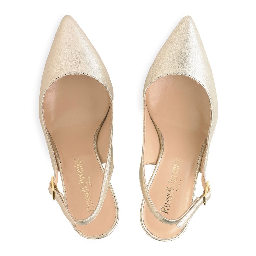 Gold Russell & Bromley 85mm Slingback Women's Heels | PH-4-OPMW