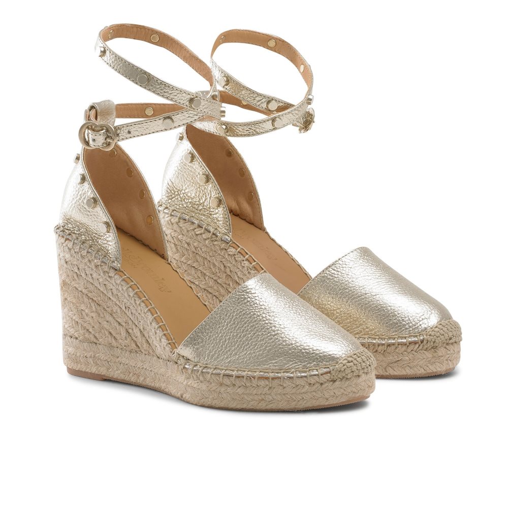 Gold Russell & Bromley Coinwraphi Espadrille Women's Wedges | PH-0-WRPV