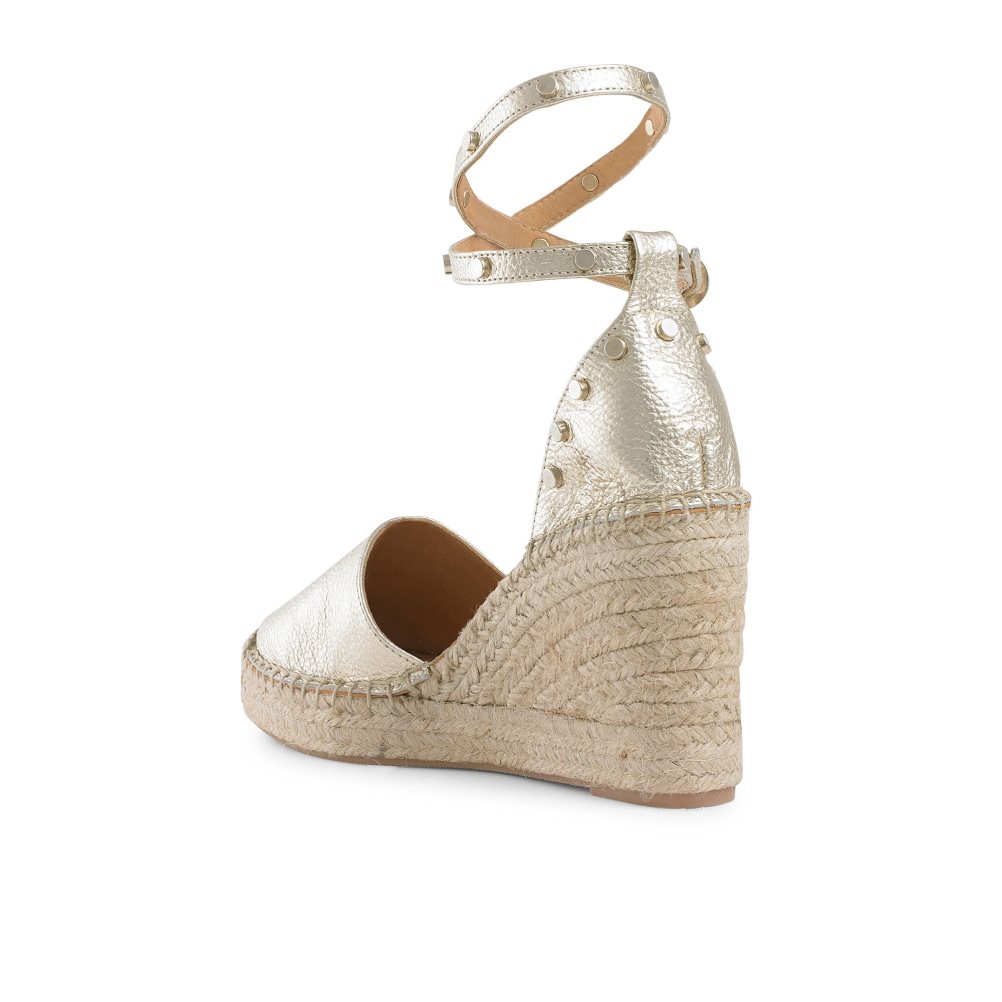 Gold Russell & Bromley Coinwraphi Espadrille Women's Wedges | PH-0-WRPV