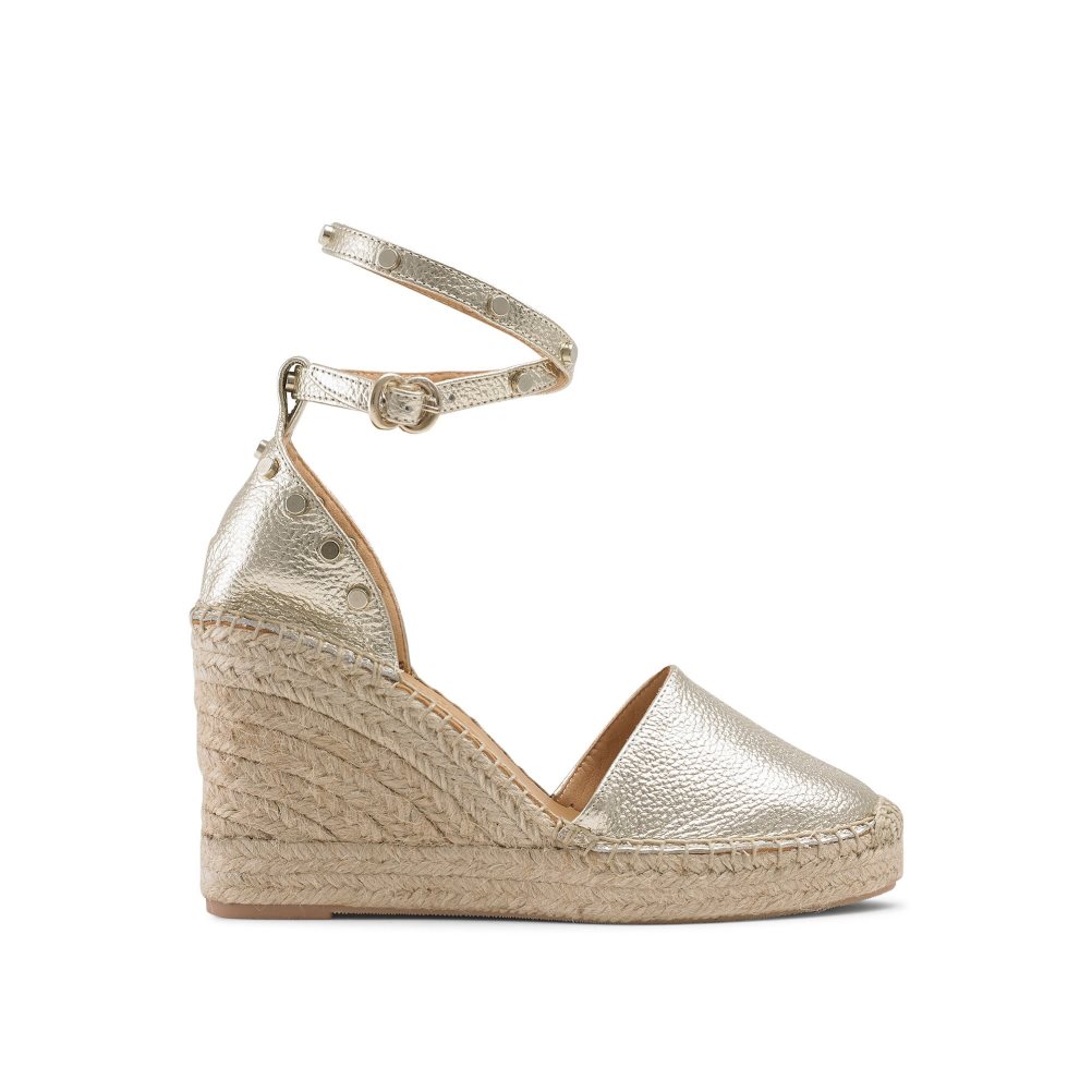 Gold Russell & Bromley Coinwraphi Espadrille Women\'s Wedges | PH-0-WRPV