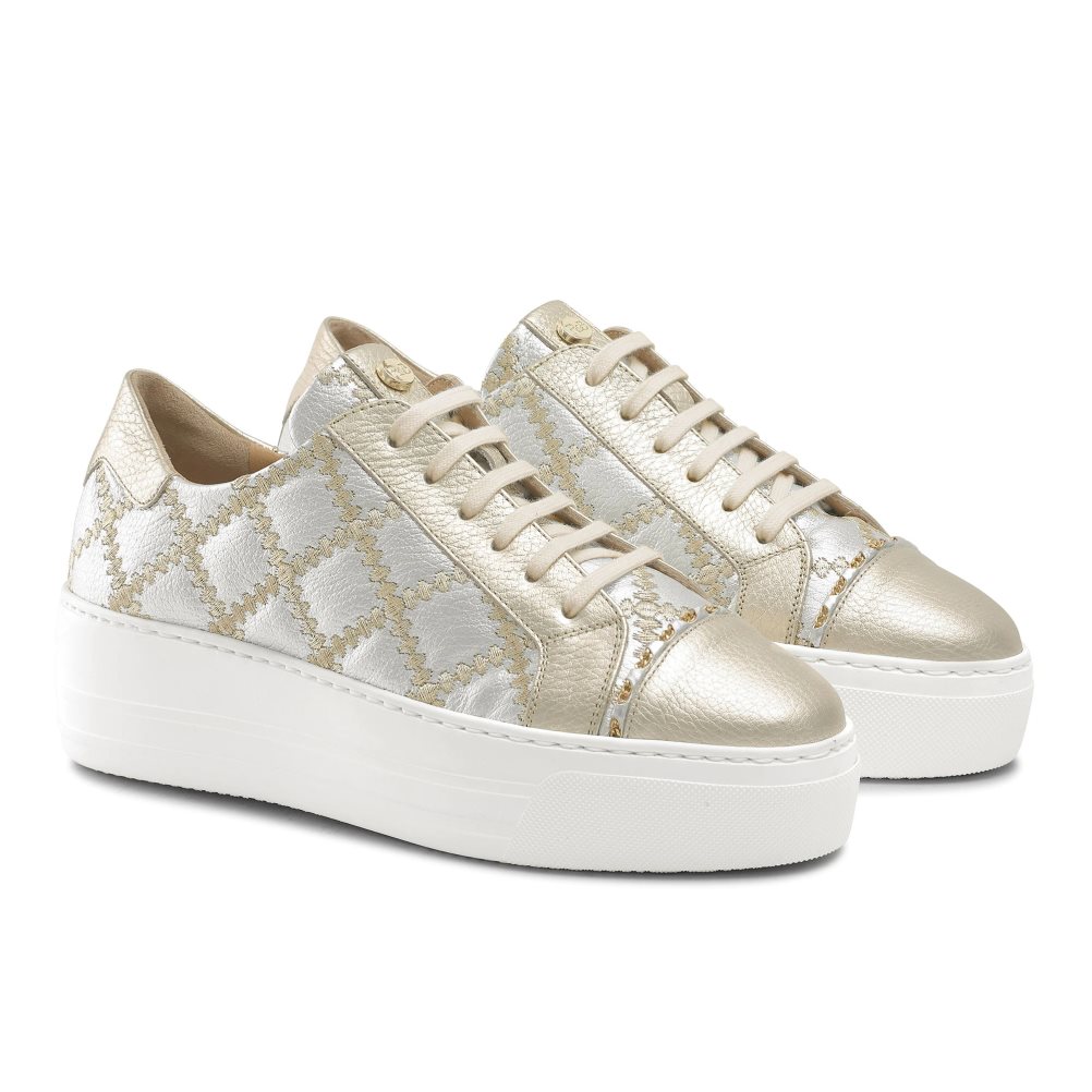 Gold Russell & Bromley Esplanade Lace Up Women's Platform Shoes | PH-2-FEMJ