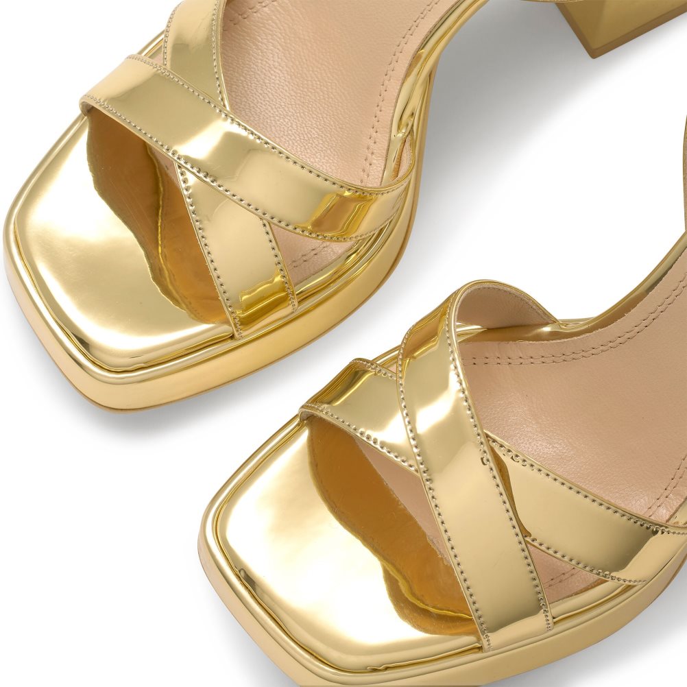 Gold Russell & Bromley Groovybaby Platform Women's Heels Sandals | PH-2-HGAN