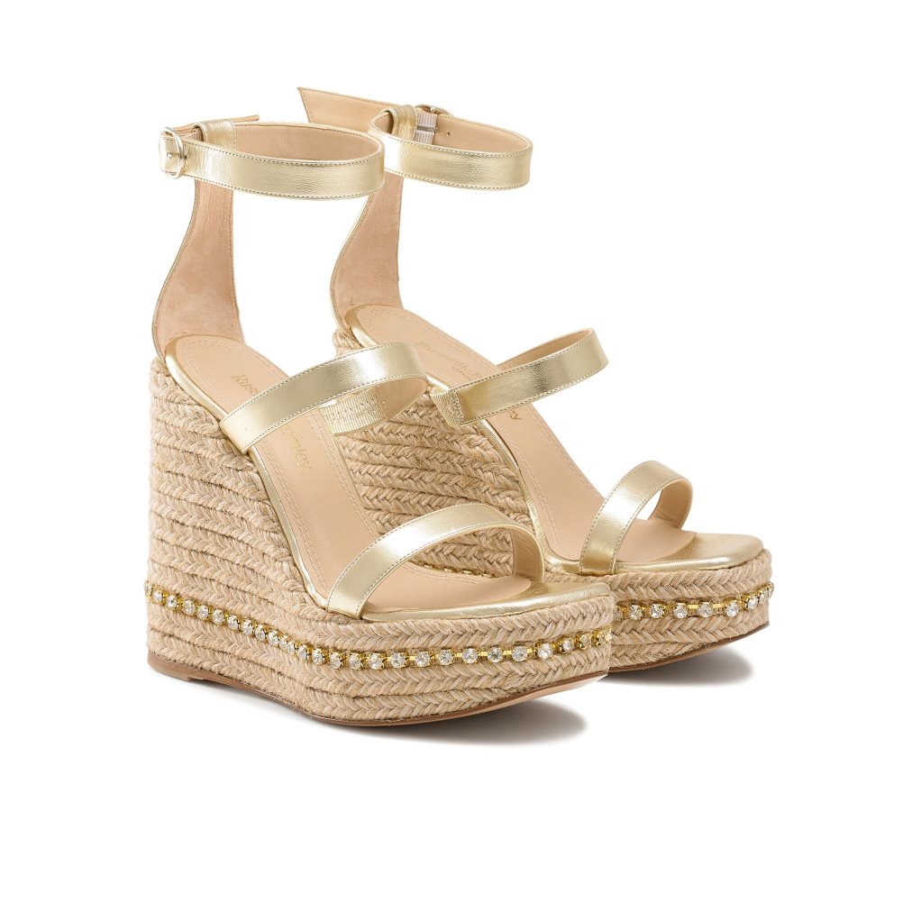 Gold Russell & Bromley Ibiza Espadrille Women's Wedges | PH-5-LERU