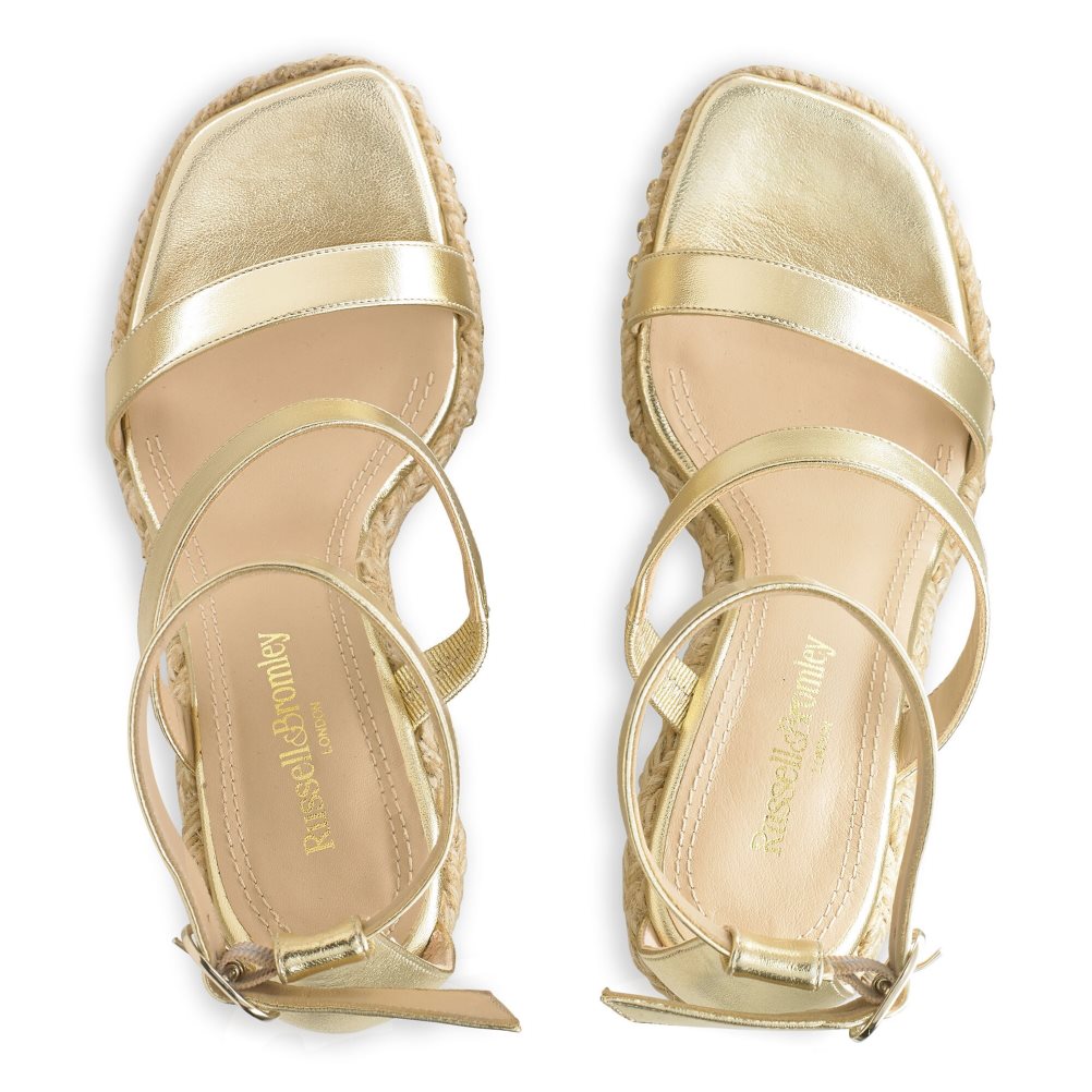 Gold Russell & Bromley Ibiza Espadrille Women's Wedges | PH-5-LERU