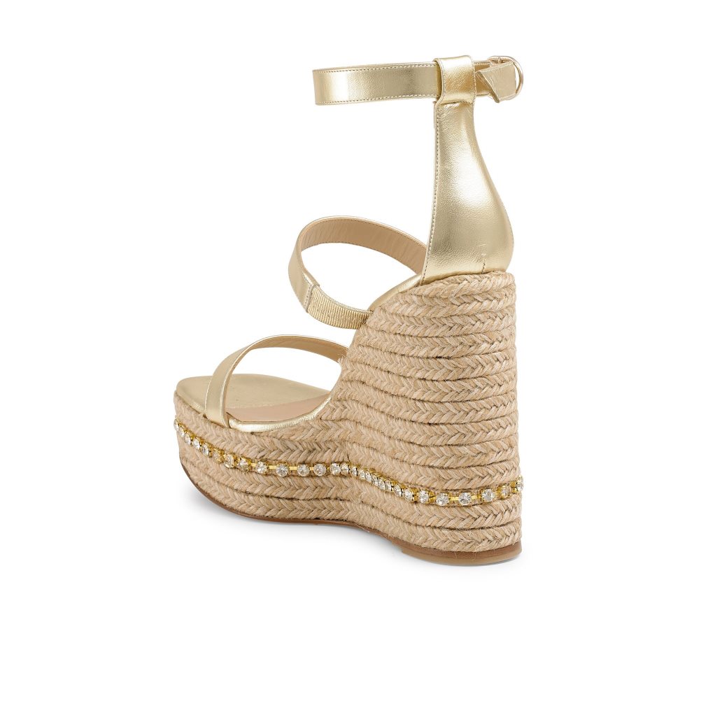 Gold Russell & Bromley Ibiza Espadrille Women's Wedges | PH-5-LERU