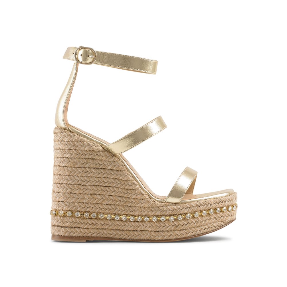 Gold Russell & Bromley Ibiza Espadrille Women\'s Wedges | PH-5-LERU