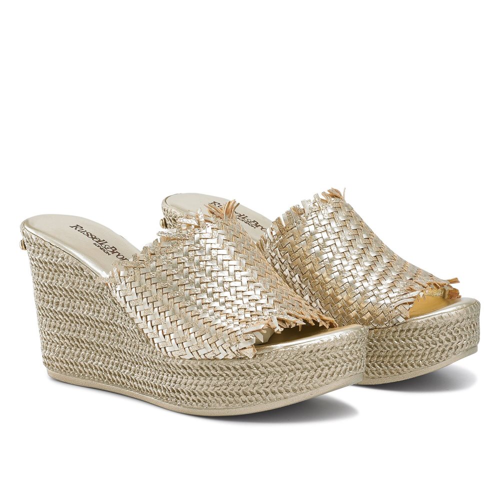 Gold Russell & Bromley Libertine Weave Women's Wedges | PH-9-OWMB