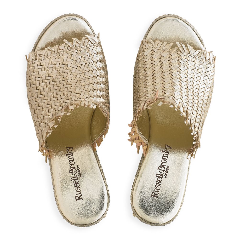 Gold Russell & Bromley Libertine Weave Women's Wedges | PH-9-OWMB