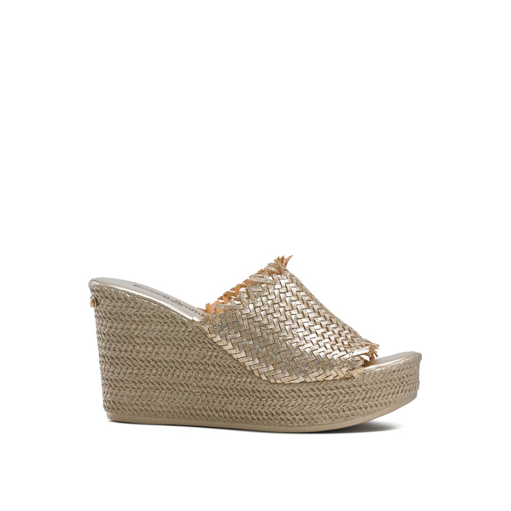 Gold Russell & Bromley Libertine Weave Women\'s Wedges | PH-9-OWMB