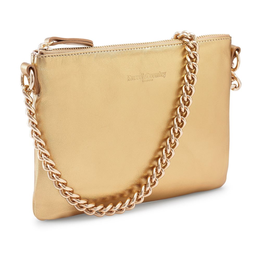 Gold Russell & Bromley On Point Chain Zip Pouch Women's Shoulder Bags | PH-5-WIAY