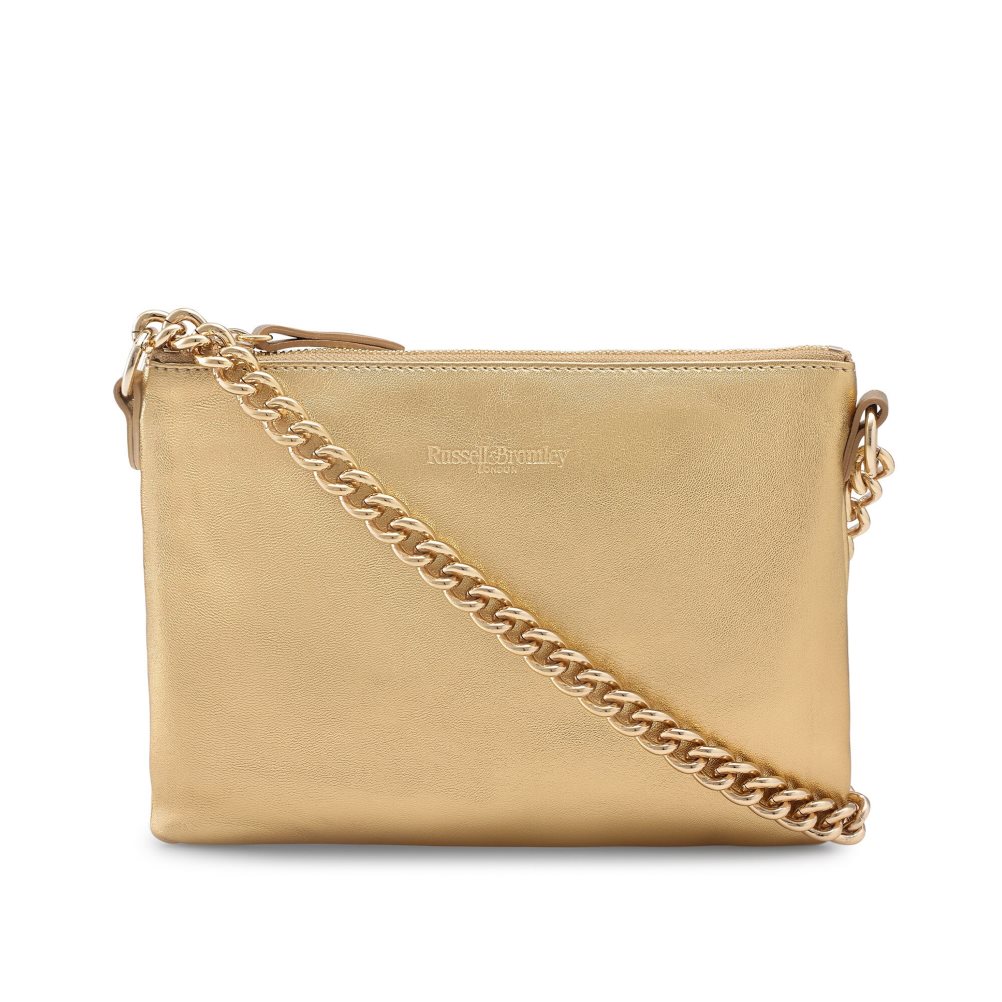 Gold Russell & Bromley On Point Chain Zip Pouch Women\'s Shoulder Bags | PH-5-WIAY