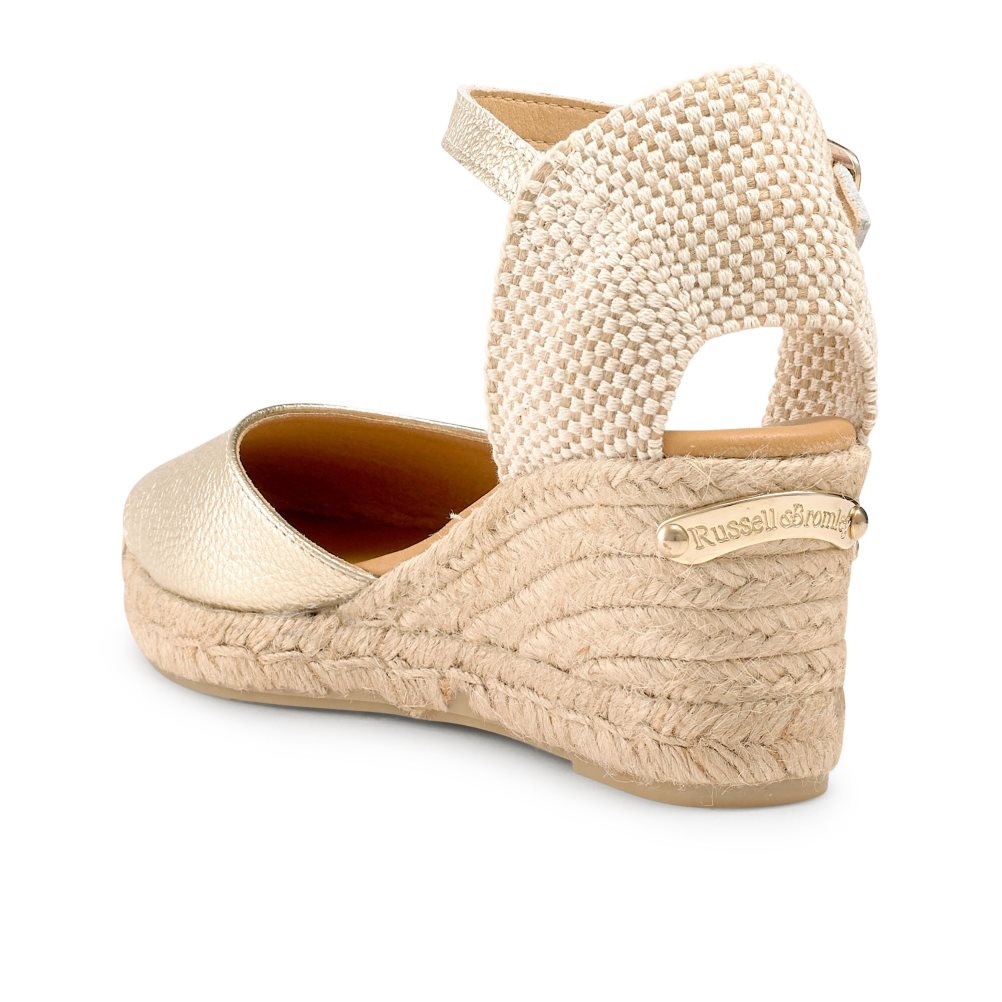 Gold Russell & Bromley Pineapple Square Toe Espadrille Women's Wedges | PH-5-JLQD