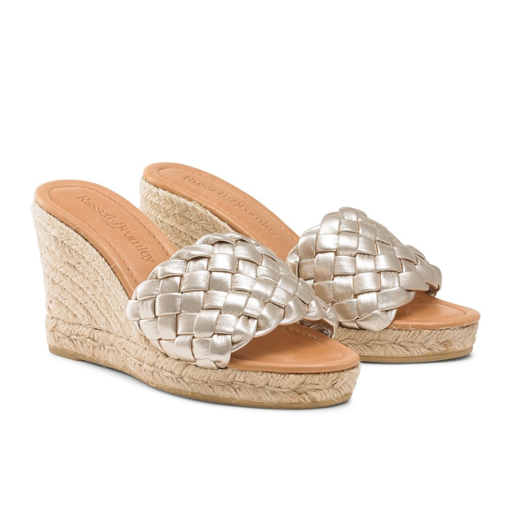 Gold Russell & Bromley Rhapsody Plaited Espadrille Women's Wedges | PH-8-YUFW