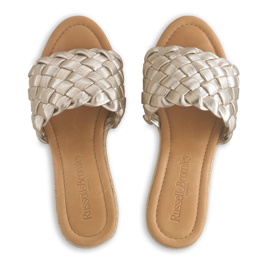 Gold Russell & Bromley Rhapsody Plaited Espadrille Women's Wedges | PH-8-YUFW