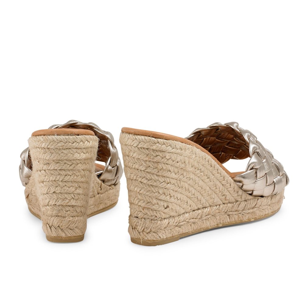 Gold Russell & Bromley Rhapsody Plaited Espadrille Women's Wedges | PH-8-YUFW