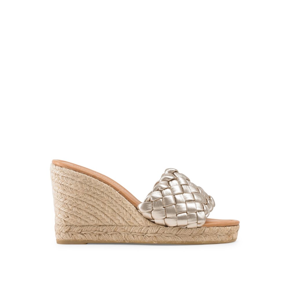 Gold Russell & Bromley Rhapsody Plaited Espadrille Women\'s Wedges | PH-8-YUFW