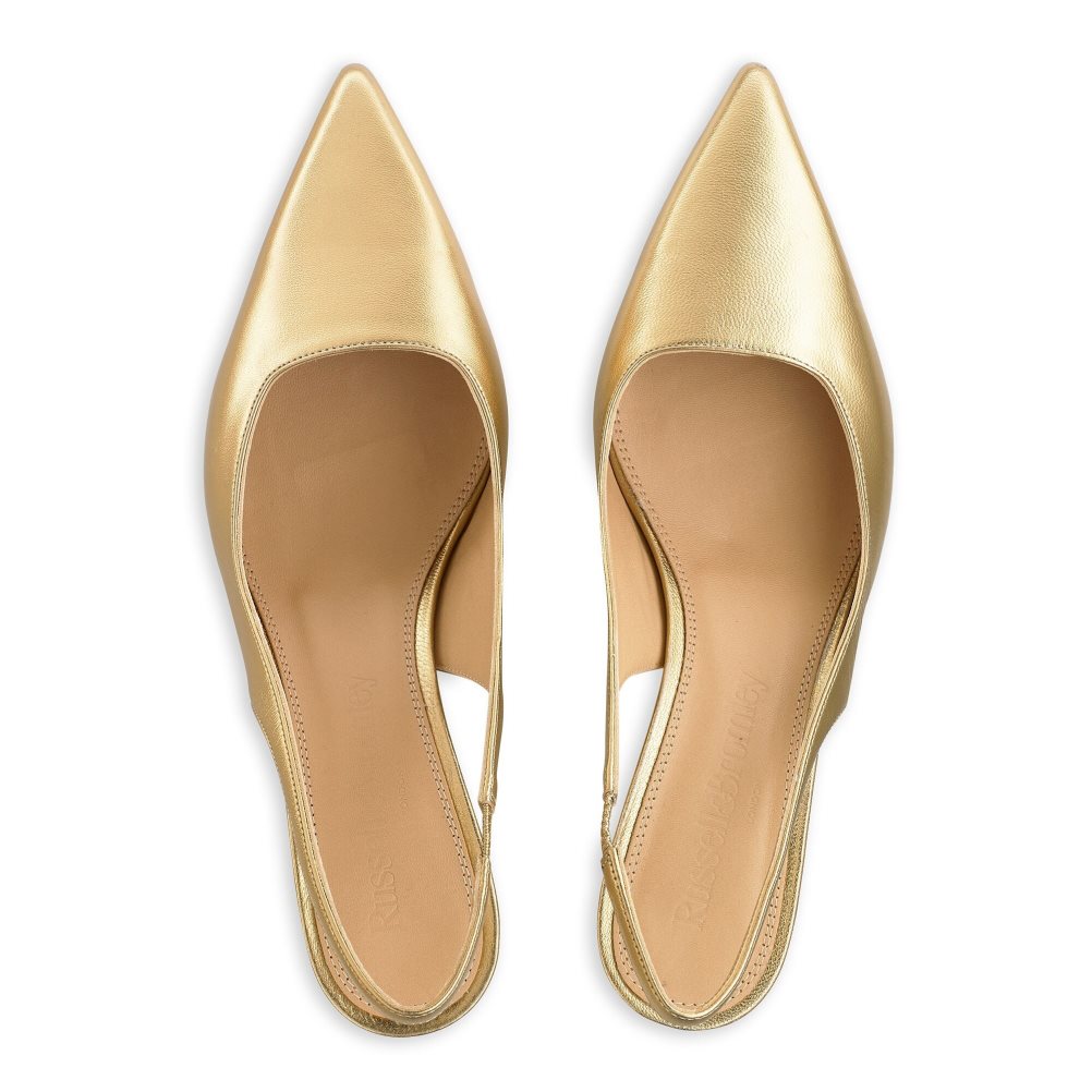 Gold Russell & Bromley Slingback Point Women's Pumps | PH-9-KWLQ