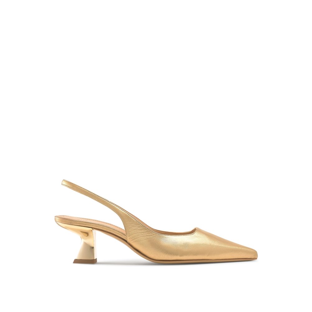 Gold Russell & Bromley Slingback Point Women\'s Pumps | PH-9-KWLQ