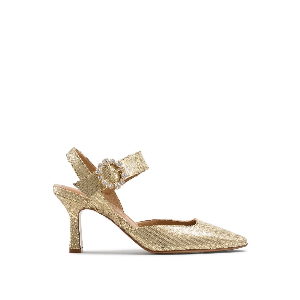 Gold Russell & Bromley Strictly Snipped Toe Court Women\'s Heels | PH-1-GEQW