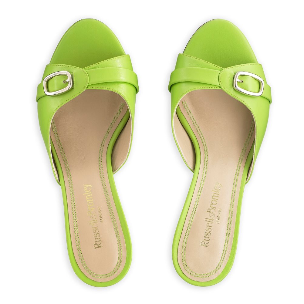 Green Russell & Bromley Happyhour Kitten Heel Women's Mules | PH-5-NTCQ