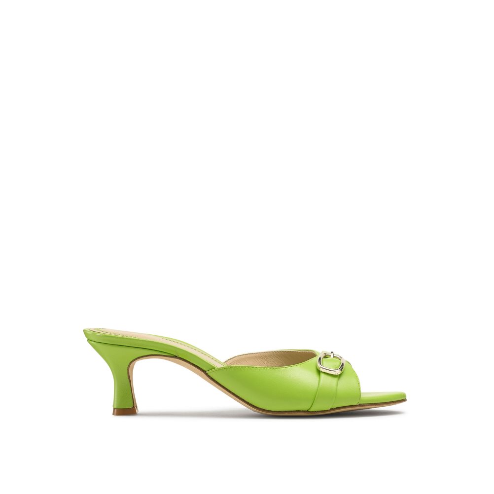 Green Russell & Bromley Happyhour Kitten Heel Women\'s Mules | PH-5-NTCQ