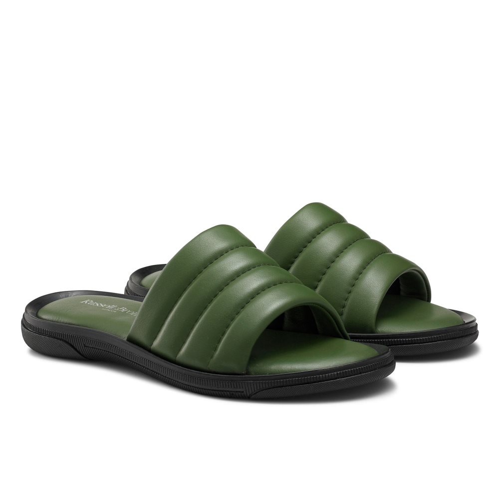 Green Russell & Bromley Luxe Men's Slides | PH-6-UGXP