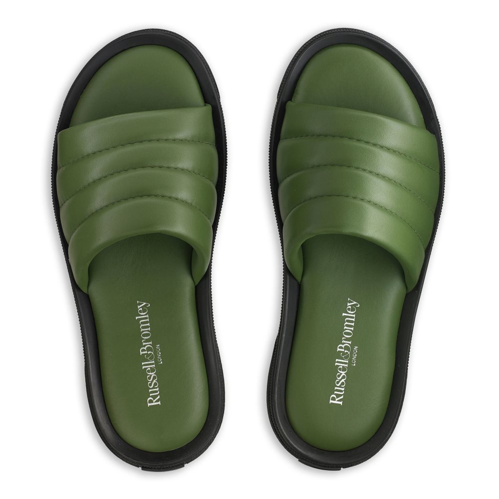 Green Russell & Bromley Luxe Men's Slides | PH-6-UGXP