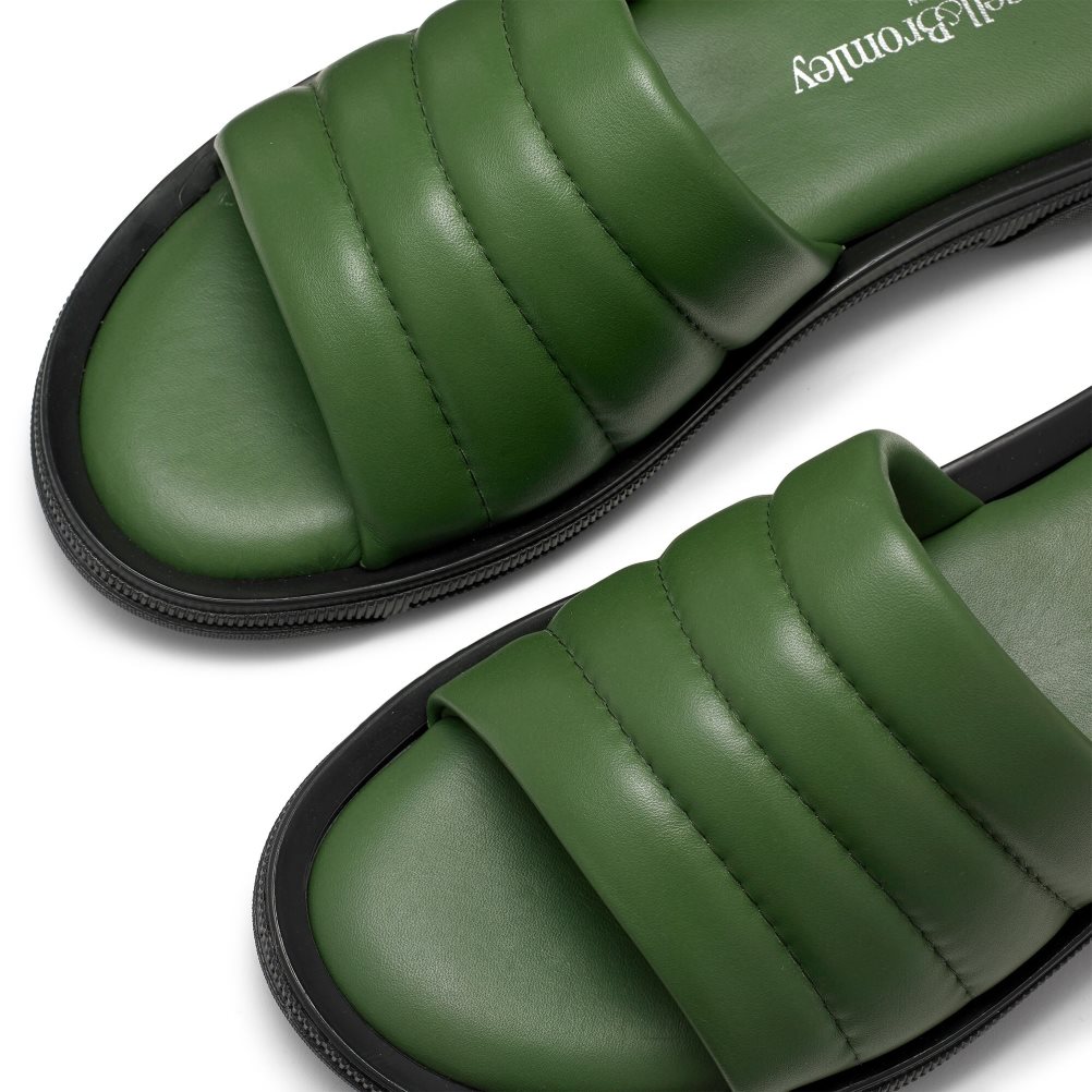 Green Russell & Bromley Luxe Men's Slides | PH-6-UGXP