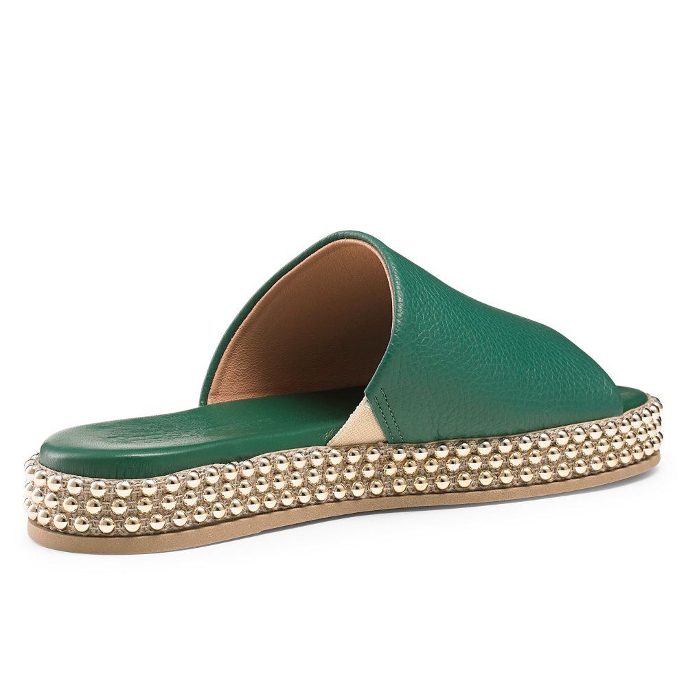 Green Russell & Bromley Moneypot Women's Flat Sandals | PH-5-YNWC