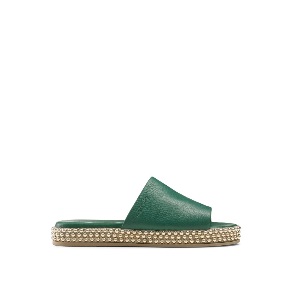 Green Russell & Bromley Moneypot Women\'s Flat Sandals | PH-5-YNWC