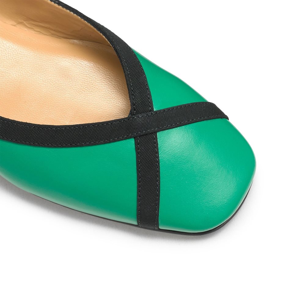 Green Russell & Bromley Pirouette Ankle Tie Women's Ballet Flats | PH-2-DNPG