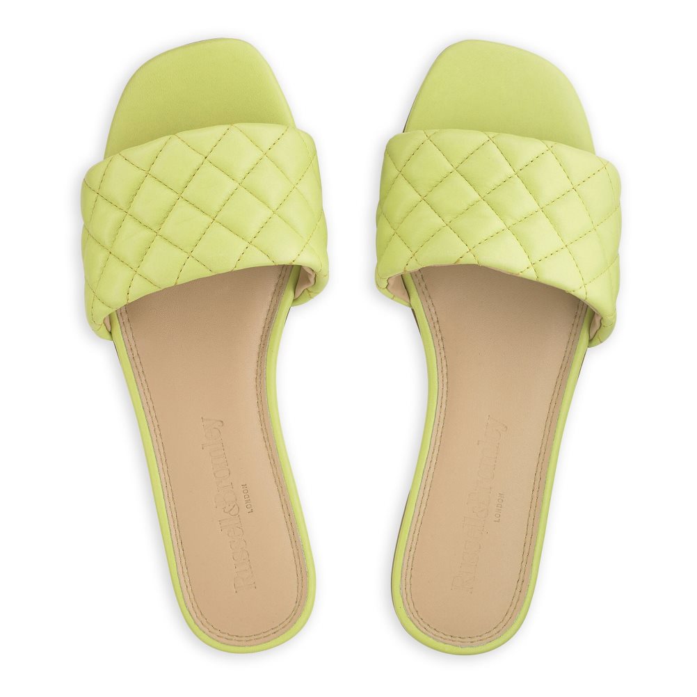 Green Russell & Bromley Quilted Women's Flat Sandals | PH-5-KRHL