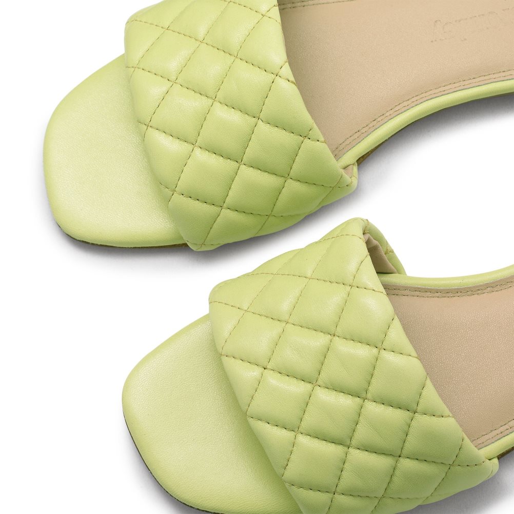 Green Russell & Bromley Quilted Women's Flat Sandals | PH-5-KRHL