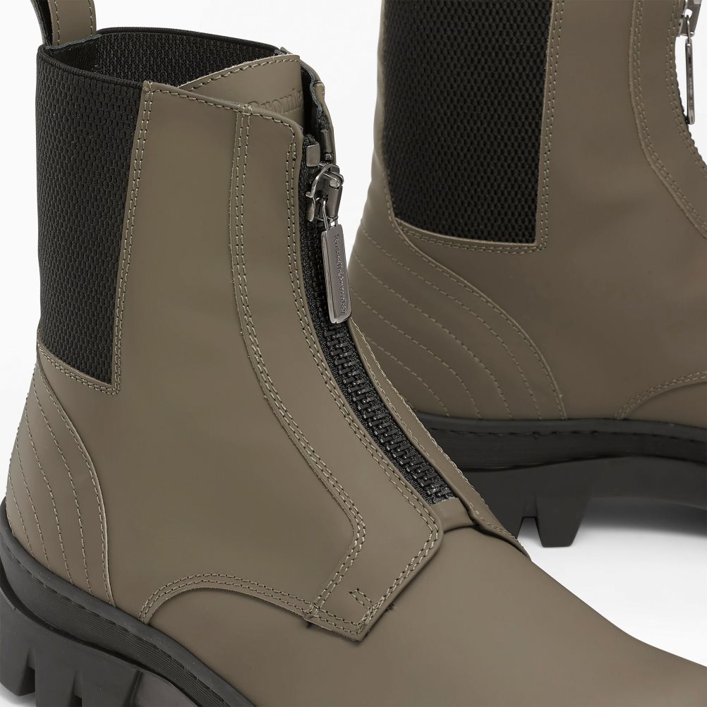 Khaki Russell & Bromley Zip Wire Dryleks Zip Up Men's Ankle Boots | PH-9-SGYP