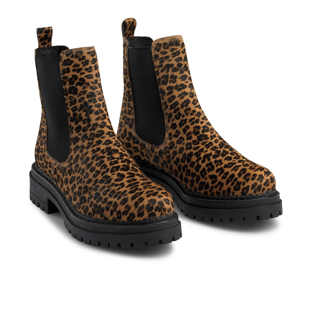 Leopard Russell & Bromley Company Combat Women's Chelsea Boots | PH-9-HLMU