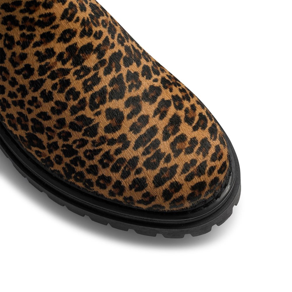 Leopard Russell & Bromley Company Combat Women's Chelsea Boots | PH-9-HLMU