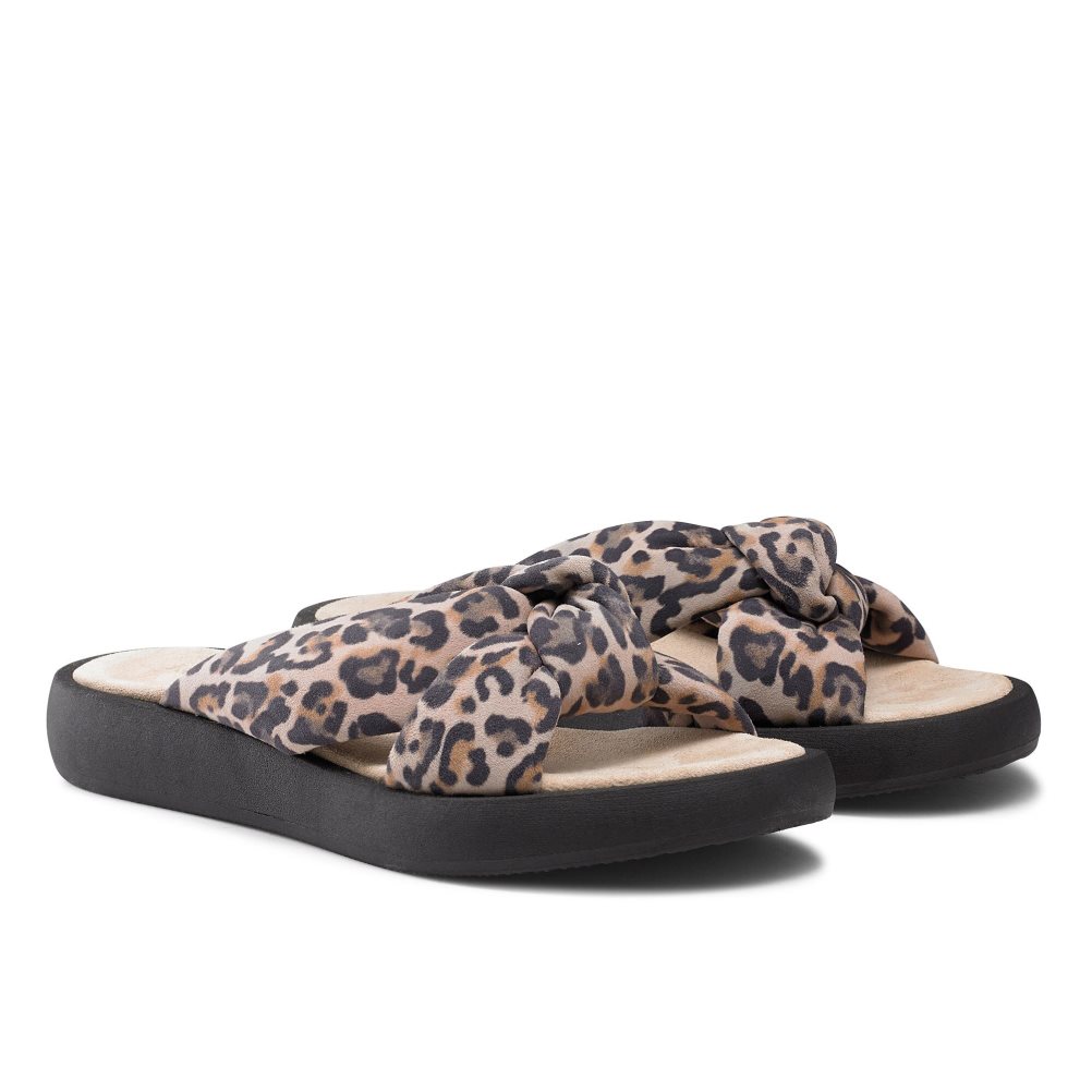 Leopard Russell & Bromley Dallas Knot Women's Flat Sandals | PH-6-TLWP