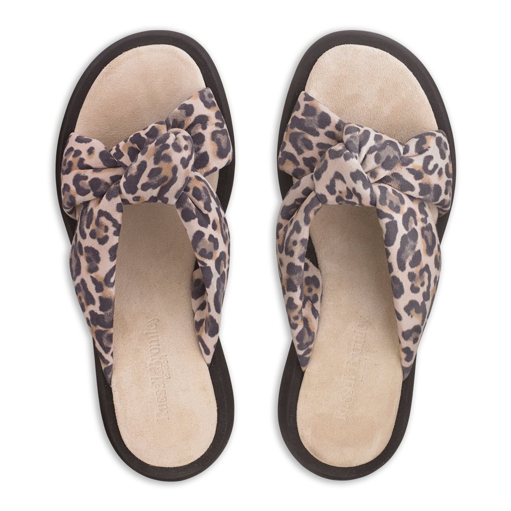 Leopard Russell & Bromley Dallas Knot Women's Flat Sandals | PH-6-TLWP