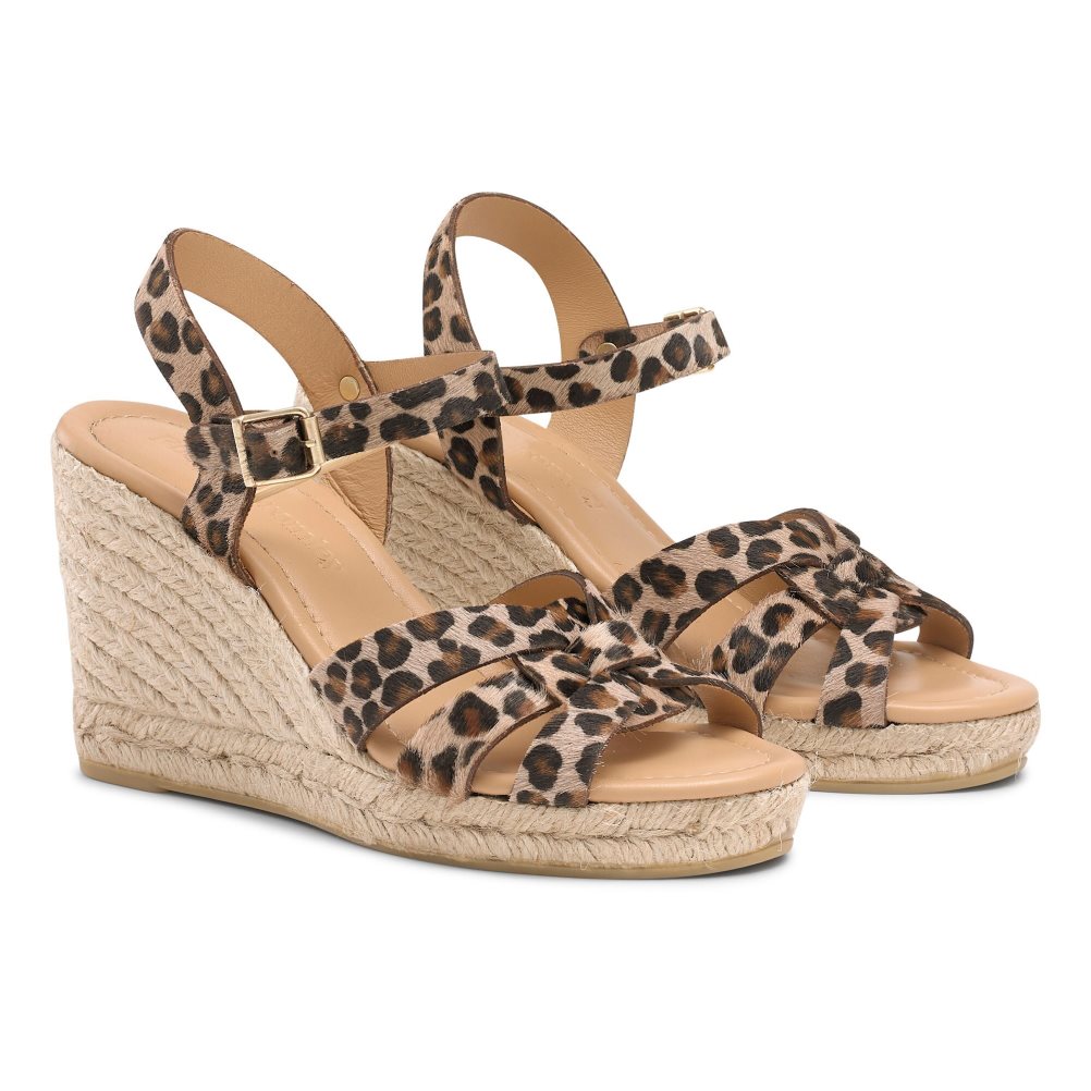 Leopard Russell & Bromley Headspin Woven Espadrille Women's Wedges | PH-8-FIXS