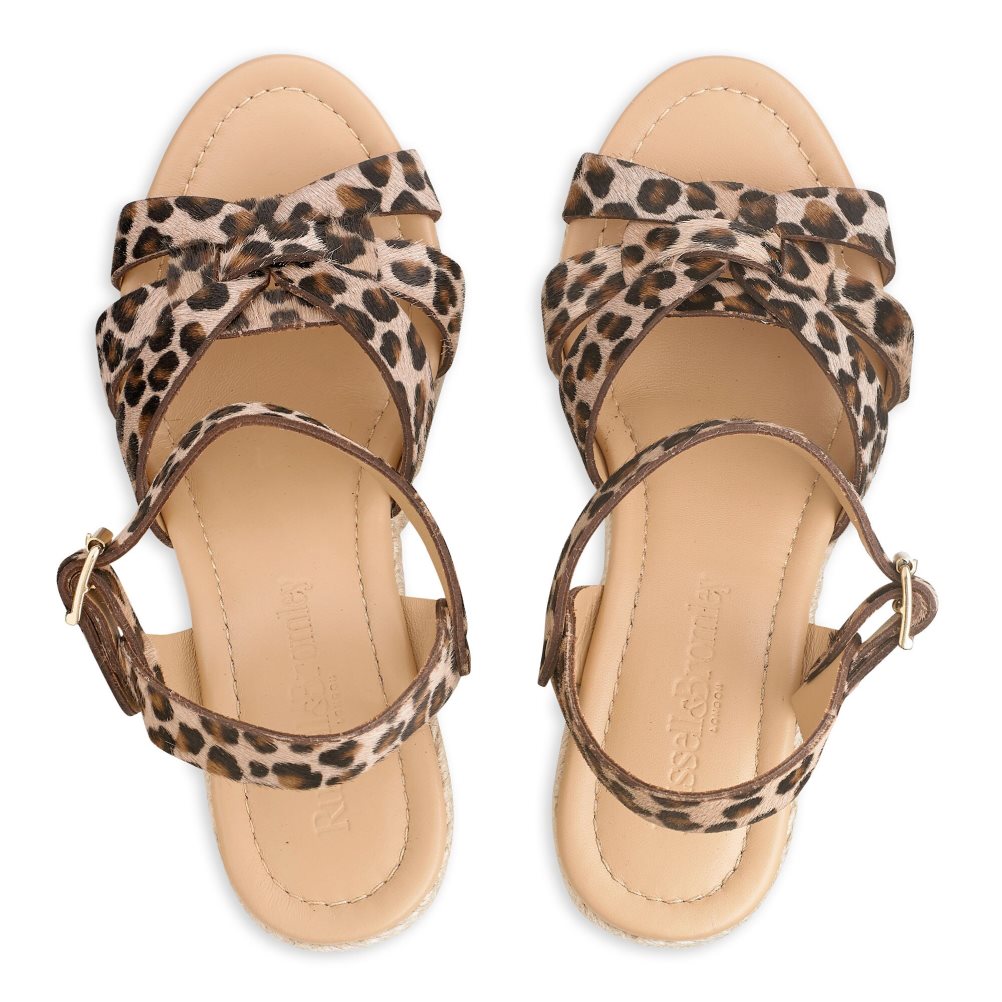 Leopard Russell & Bromley Headspin Woven Espadrille Women's Wedges | PH-8-FIXS