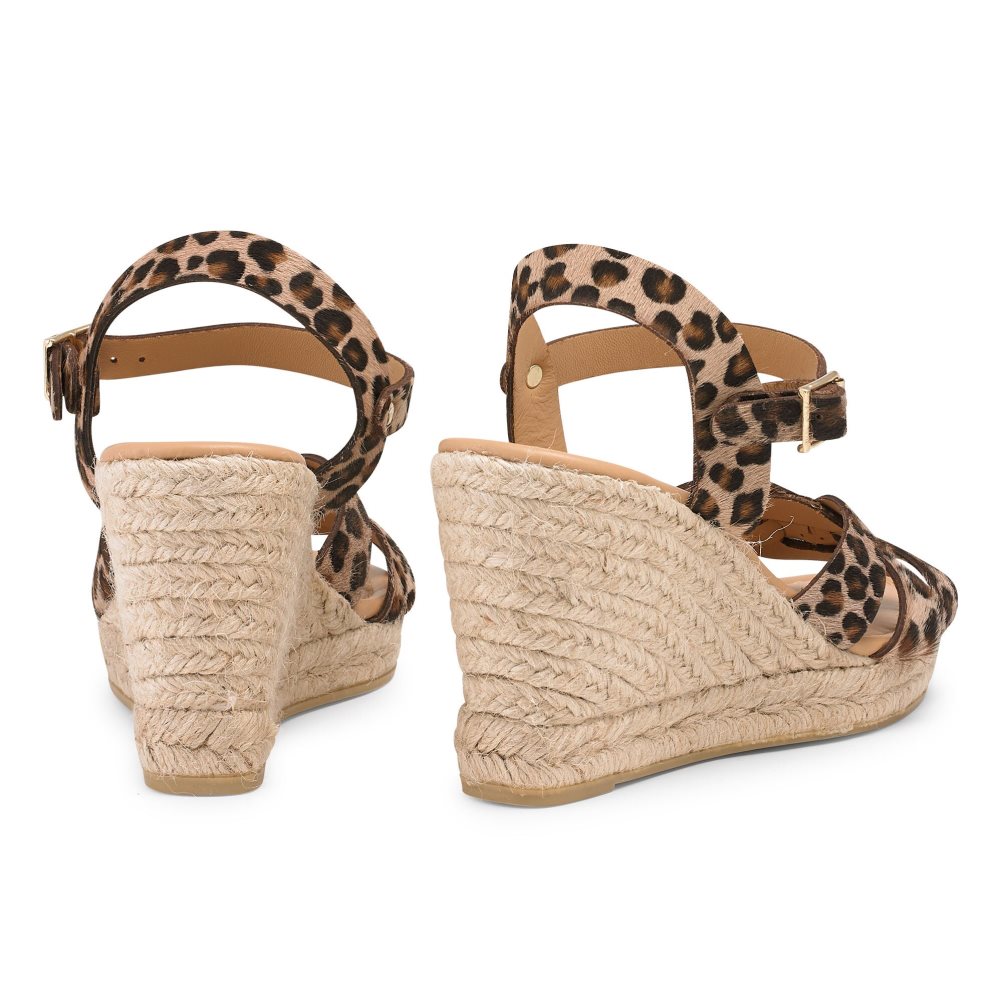 Leopard Russell & Bromley Headspin Woven Espadrille Women's Wedges | PH-8-FIXS