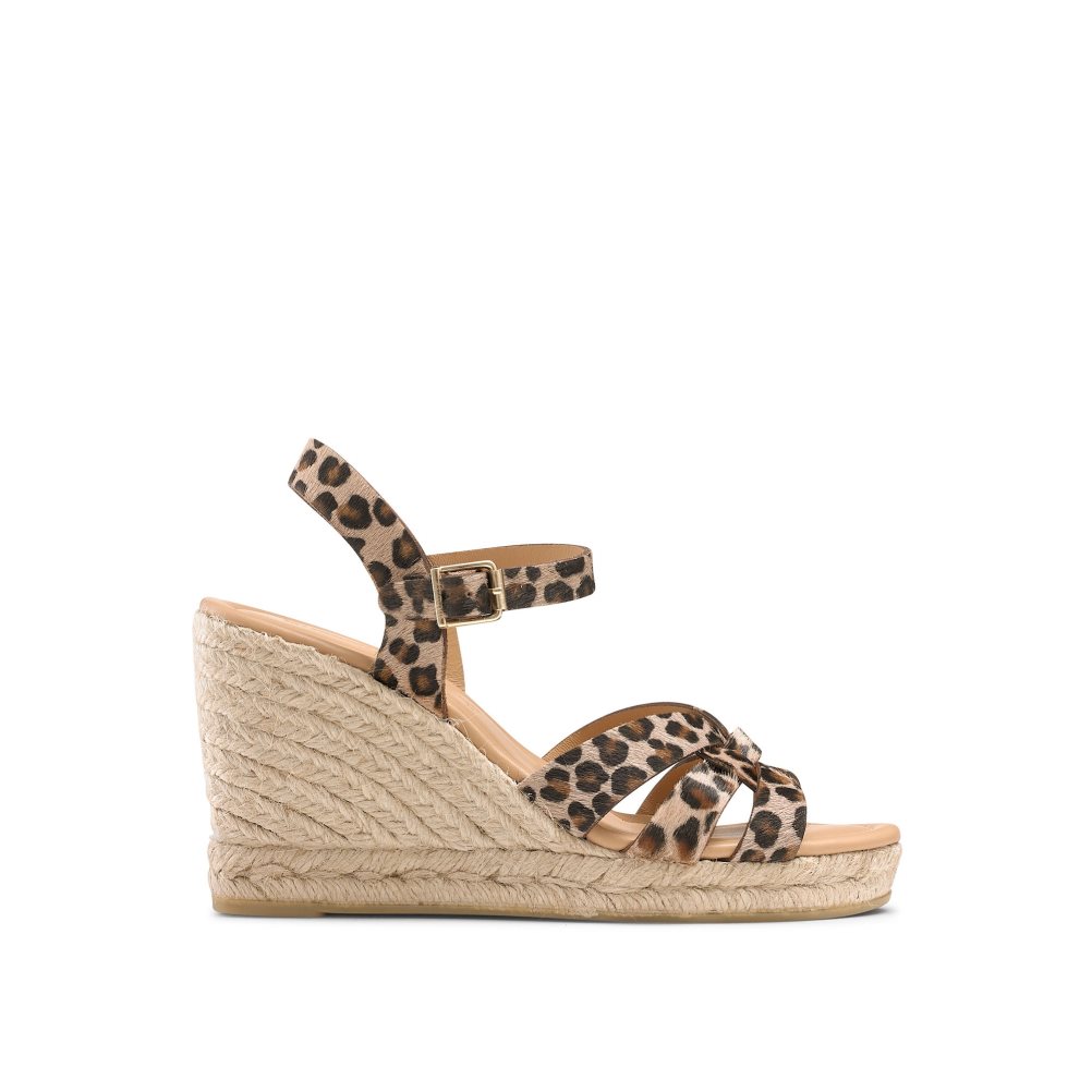 Leopard Russell & Bromley Headspin Woven Espadrille Women\'s Wedges | PH-8-FIXS