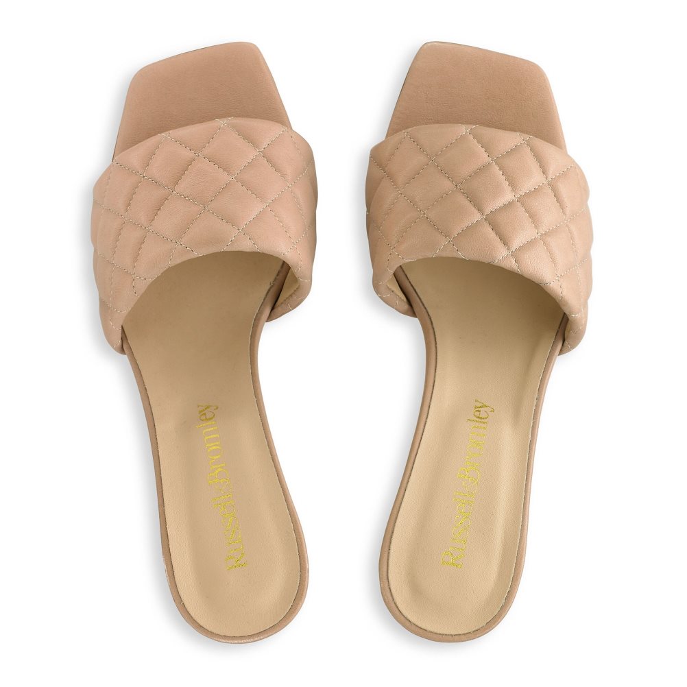 Light Brown Russell & Bromley Quiltbloc Quilted Block Women's Mules | PH-6-ZYPS