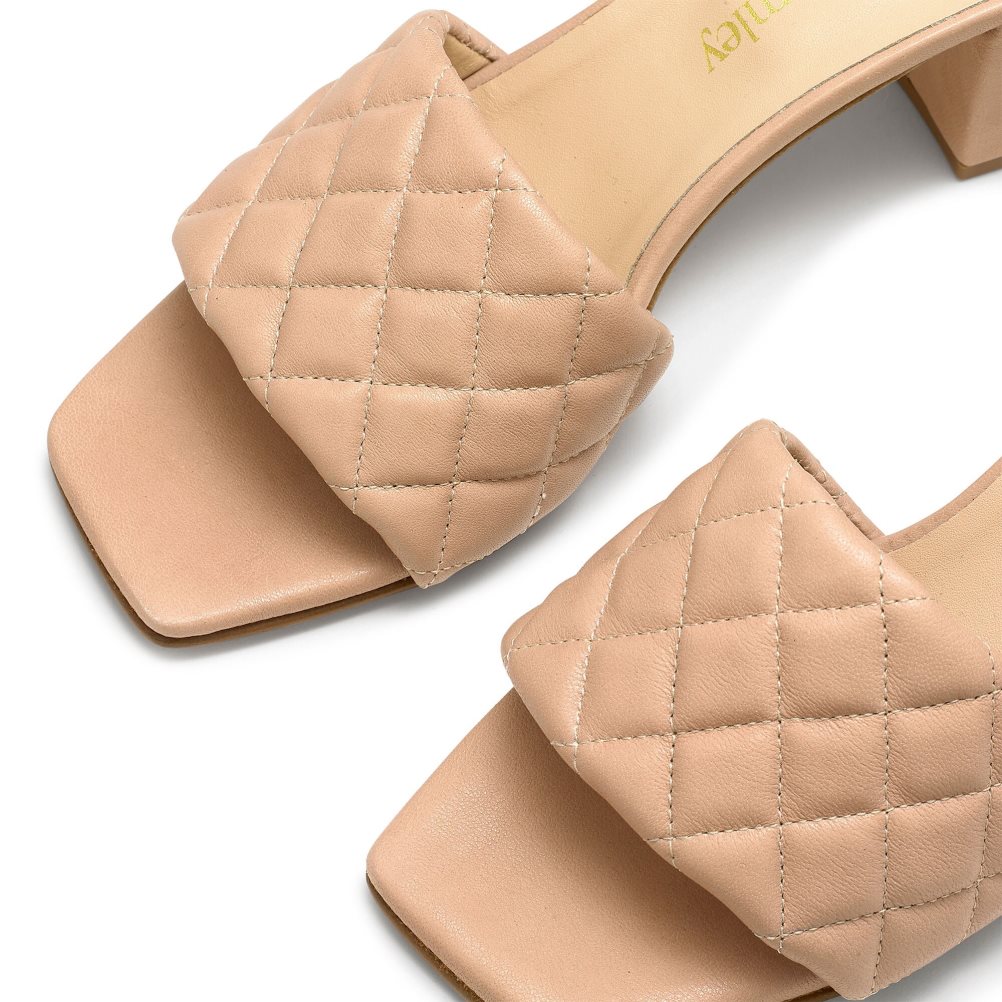 Light Brown Russell & Bromley Quiltbloc Quilted Block Women's Mules | PH-6-ZYPS