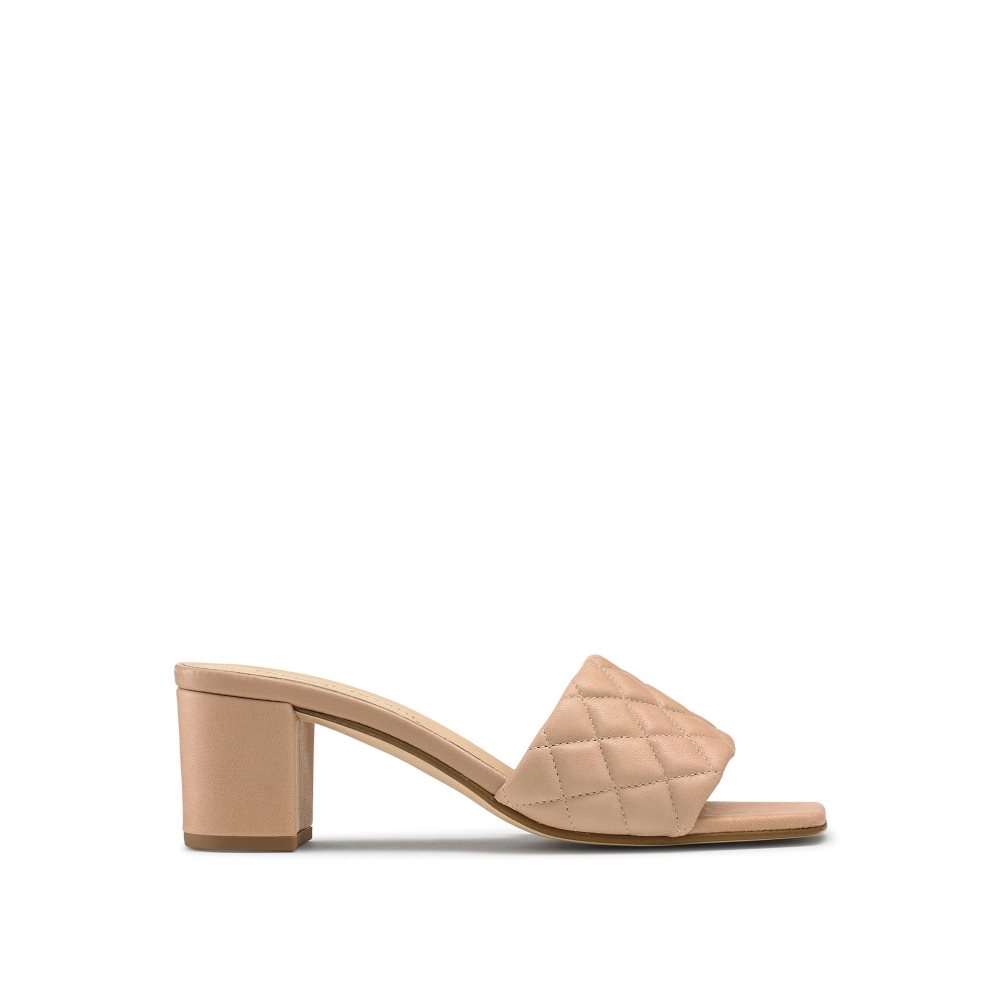 Light Brown Russell & Bromley Quiltbloc Quilted Block Women\'s Mules | PH-6-ZYPS