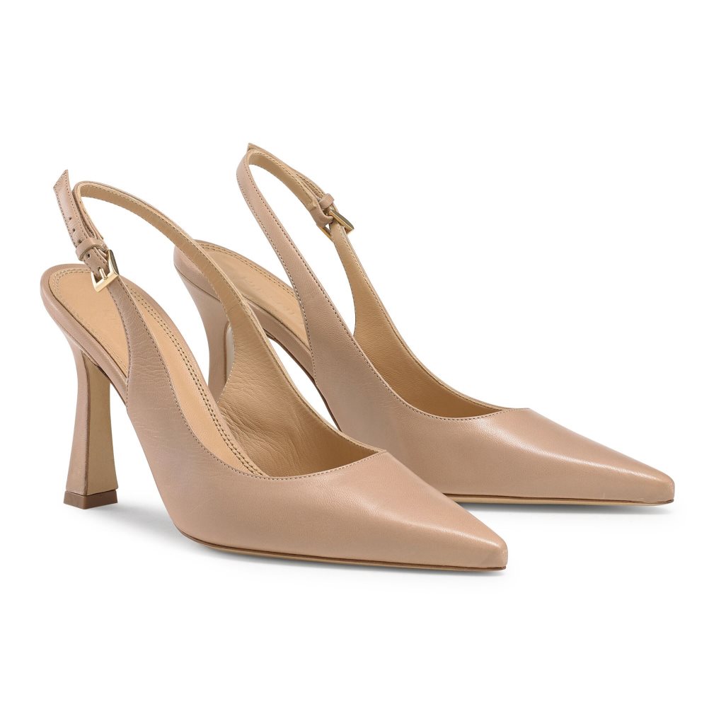 Light Brown Russell & Bromley Slingback Point Women's Pumps | PH-7-YRUA