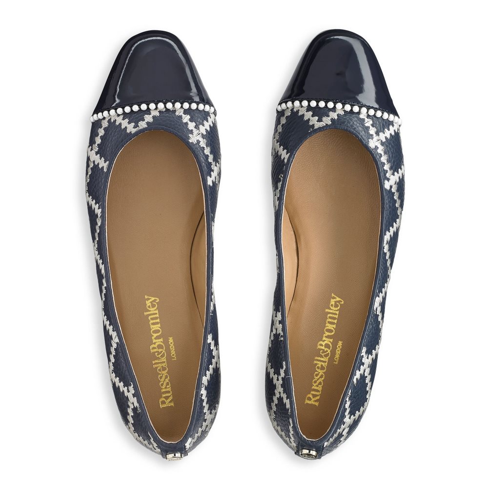 Navy / Black Russell & Bromley Boulevard Pearl Women's Ballet Flats | PH-0-JCNT